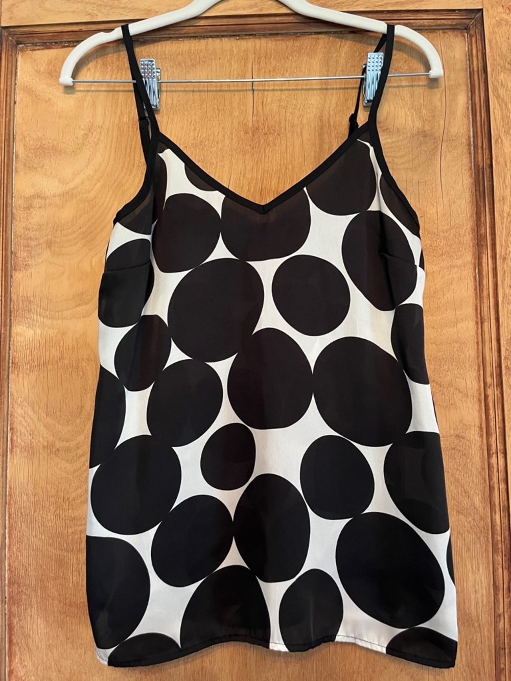 Express Black and White Polka Dot Satin Tank Top